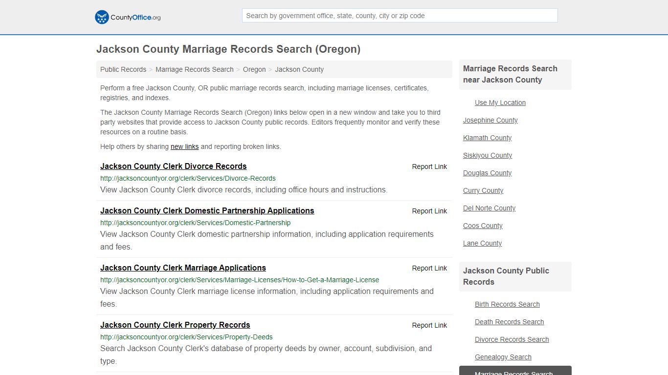Marriage Records Search - Jackson County, OR (Marriage ...