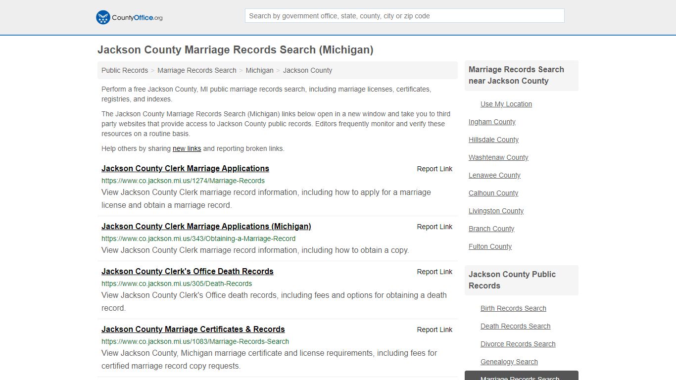 Marriage Records Search - Jackson County, MI (Marriage ...